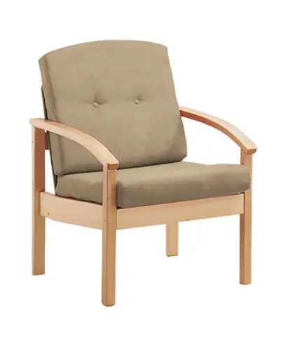 RO - 01 křeslo čalouněné látkou Bora, dřevěné BORA 14 - látka bílá káva